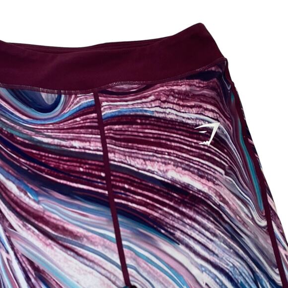Gymshark Strada Earth full length leggings maroon teal print size Small - Picture 2 of 9